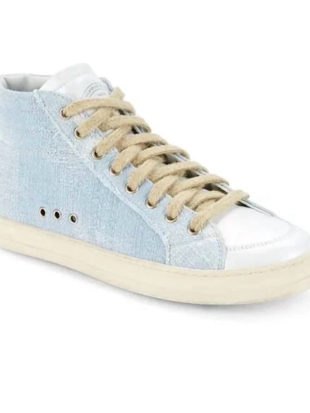 P448 Light Blue Suede High-Top Sneakers with White Toe